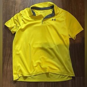Under Armour Yellow Polo Shirt with Gray Trim